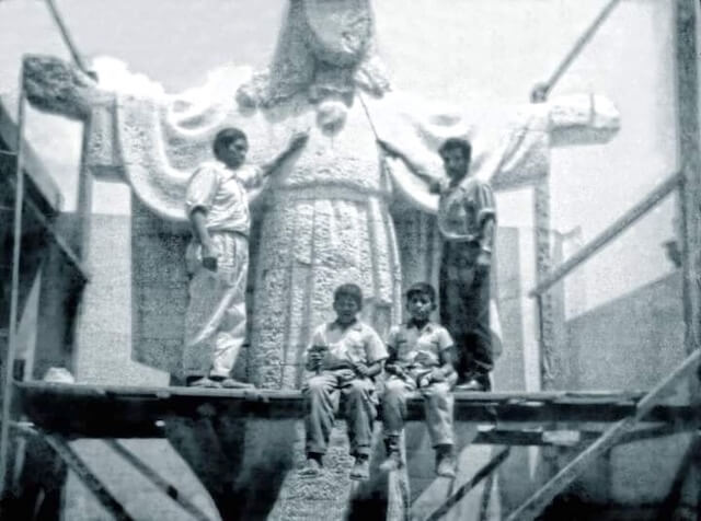 Foto antigua de Sahuayo - Escultura de Cristo Rey